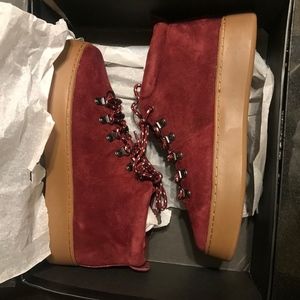 A7EIJĒ Burgundy Waxy Suede Sneakers